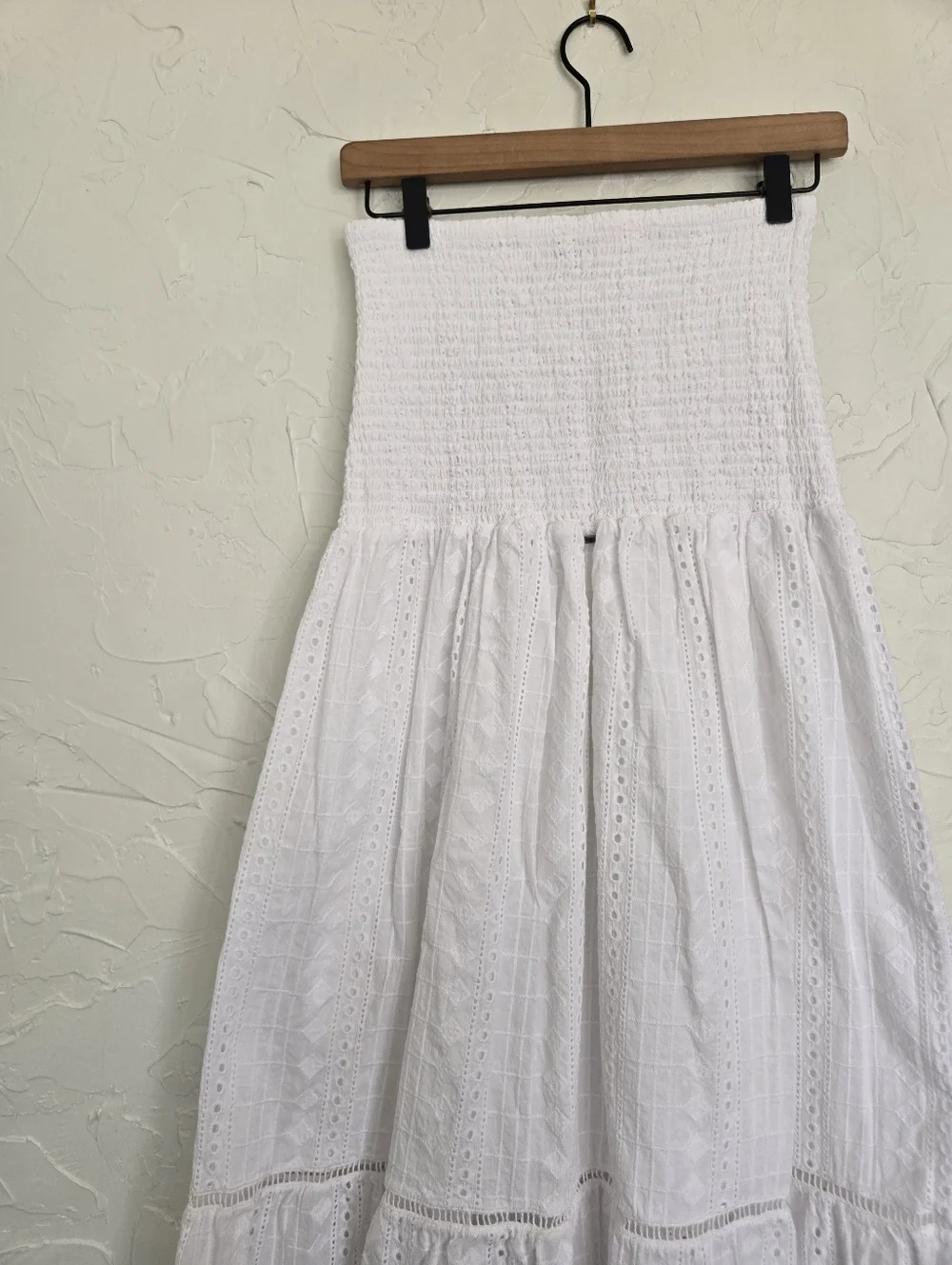 Maaji Eyelet White Cotton Boho Maxi Skirt, M - Picture 8 of 11
